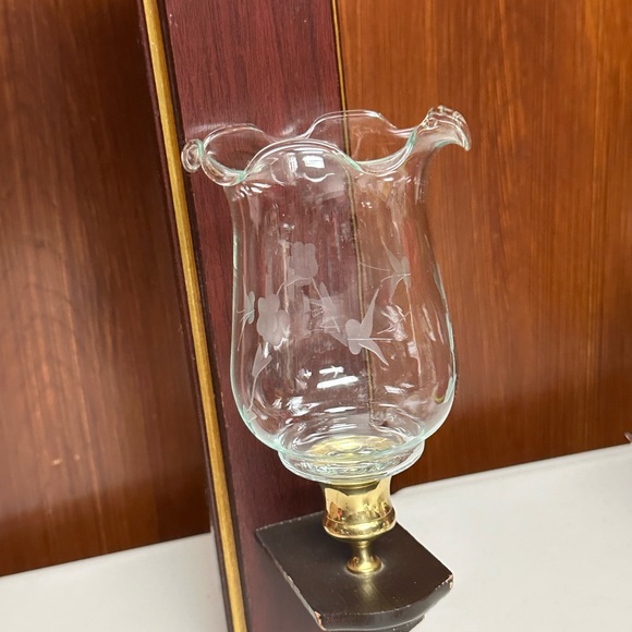 Vintage Glass candleholder cup Butterfly and Blossoms engraved - Picture 9 of 11